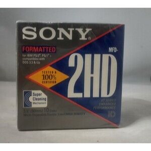 Sony 2HD Floppy Diskettes IBM Formatted 1.44 MB 3.5 Inch ▪ 10 Pack NEW SEALED